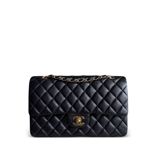 Chanel Classic Flap Medium - 25CM Quilted Lambskin Black Gold Hardware Series 23