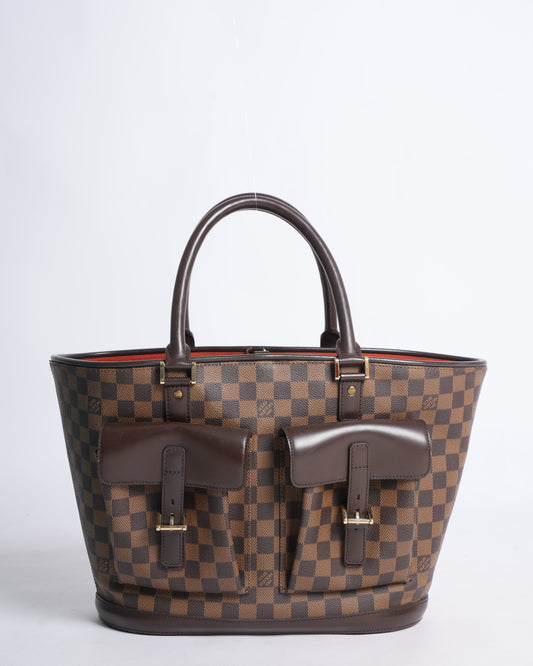 Louis vuitton manosque gm tote bag in damier ebene canvas