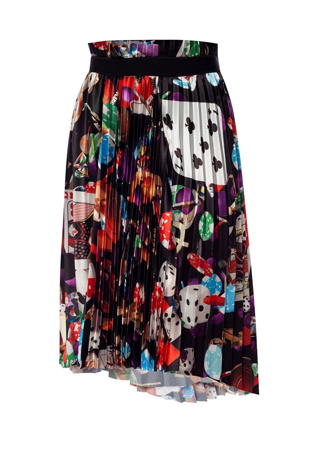 BALENCIAGA ASYMMETRICAL MULTI COLOR PLEATED SKIRT WITH LOGO