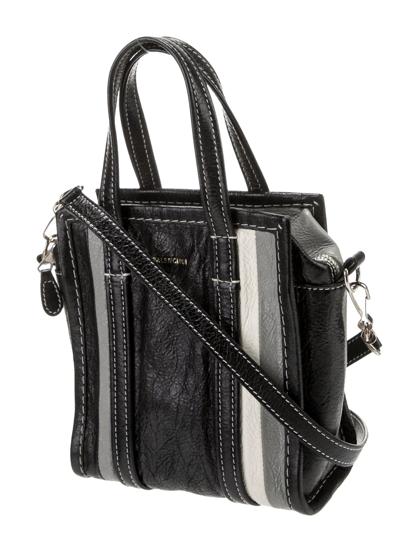 BALENCIAGA BAZAR XXS 2WAY SHOPPER LEATHER TOTE BAG