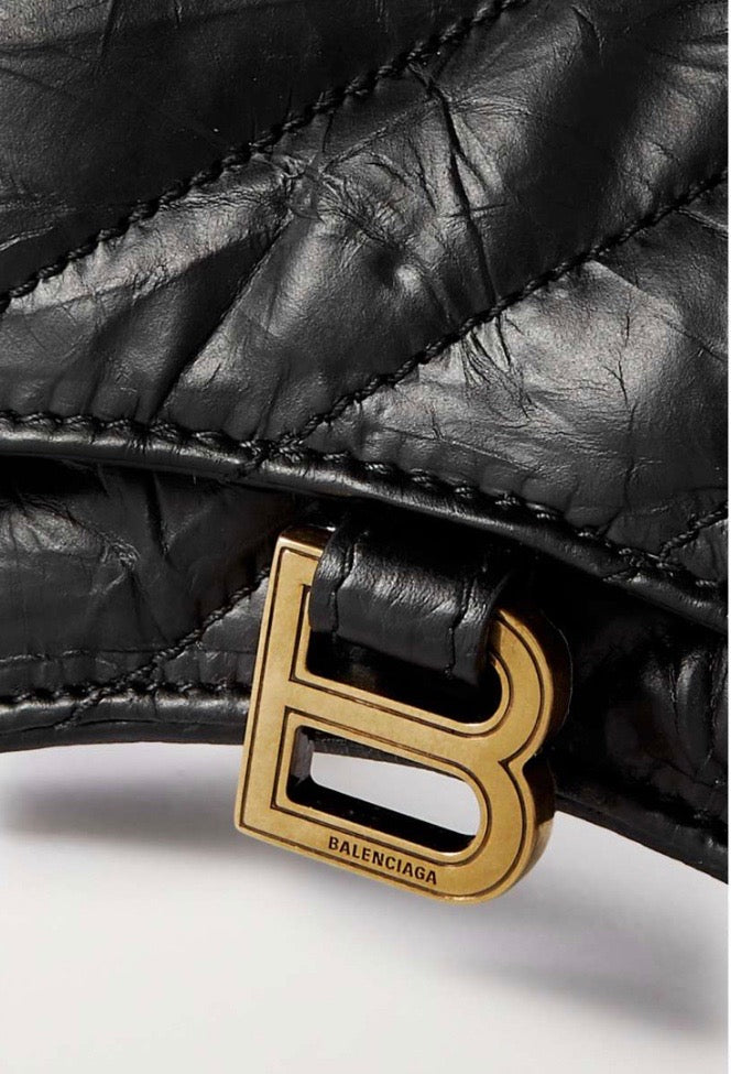 BALENCIAGA CRUSH QUILTED LEATHER MINI CHAIN BAG
