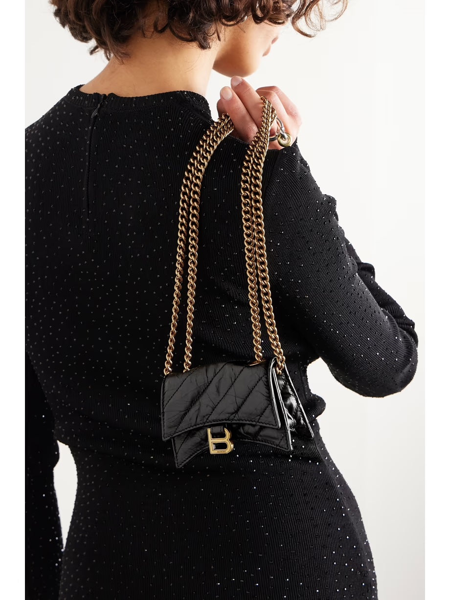 BALENCIAGA CRUSH QUILTED LEATHER MINI CHAIN BAG