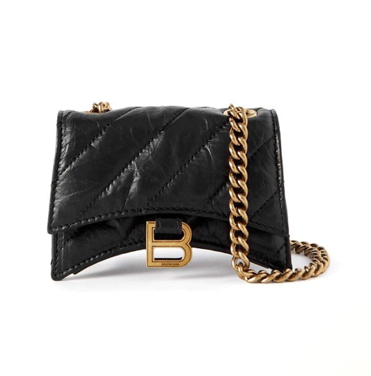 BALENCIAGA CRUSH QUILTED LEATHER MINI CHAIN BAG