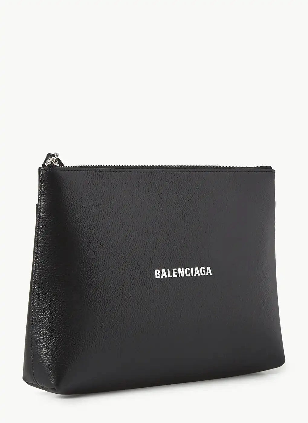 BALENCIAGA CASH LOGO CALFSKIN LEATHER MEDIUM CLUTCH WRISTLET