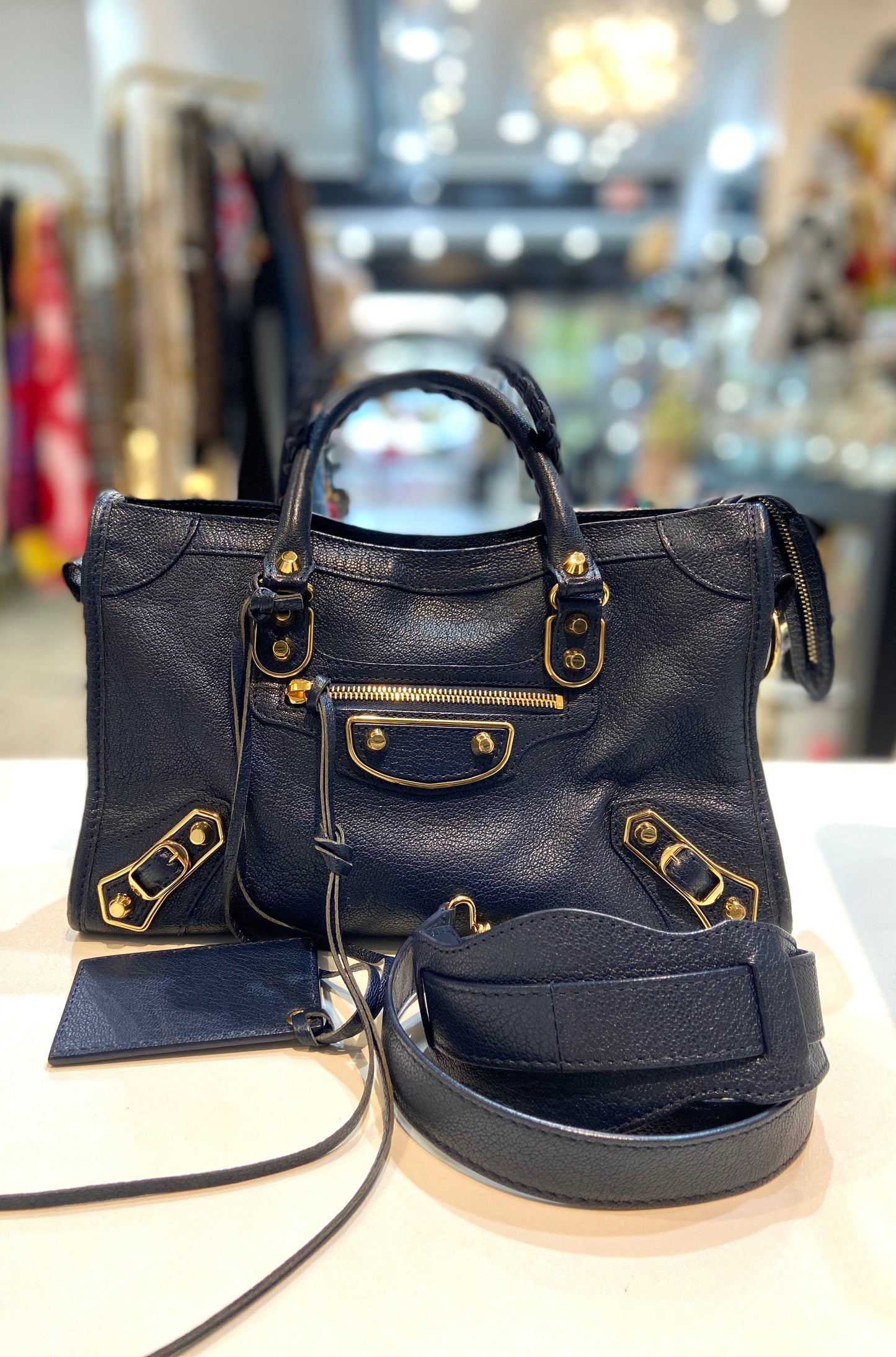 BALENCIAGA GRAINED LEATHER SMALL CITY BAG