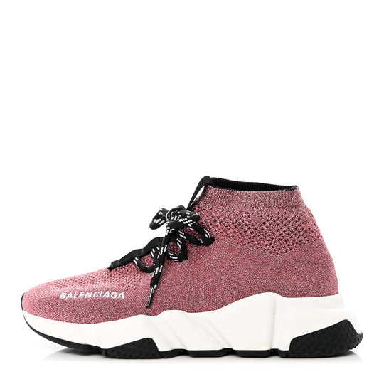 BALENCIAGA LAMINATED KNIT SPEED LACE-UP SNEAKERS