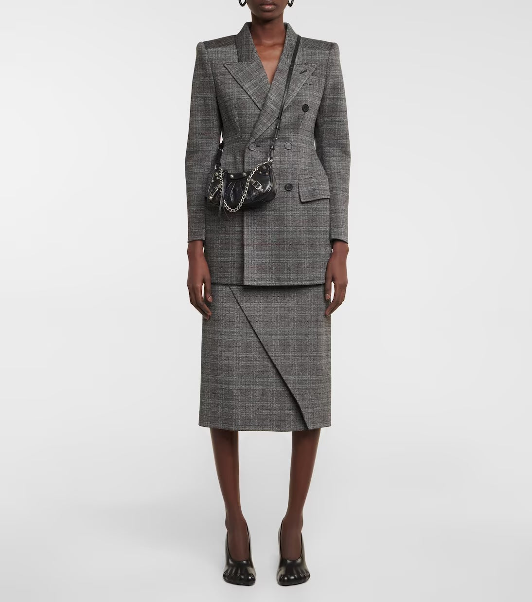 BALENCIAGA LE CAGOLE LAMBSKIN LEATHER MINI CHAIN SHOULDER BAG