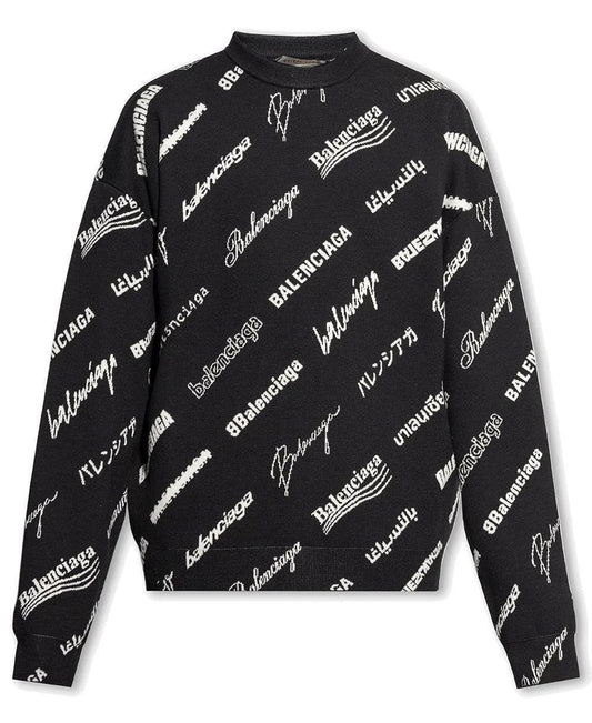 BALENCIAGA LUNAR ALL-OVER LOGO CREWNECK SWEATER