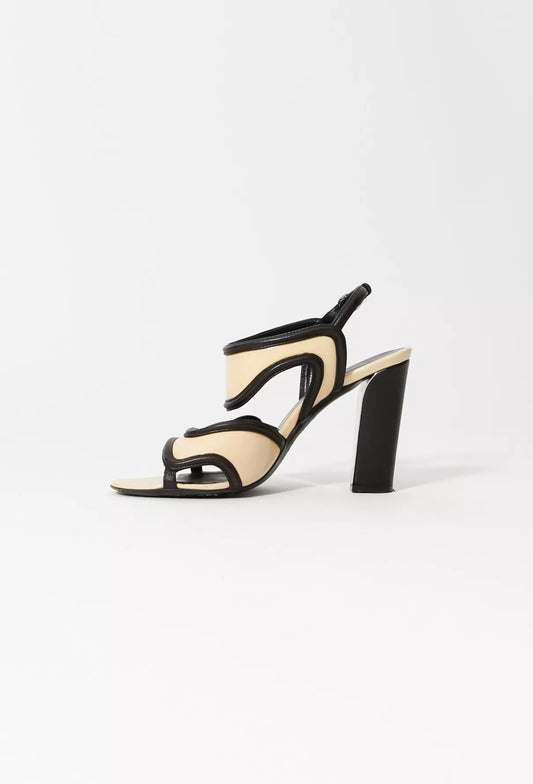 BALENCIAGA BEUGE LEATHER STRAPPY SANDALS