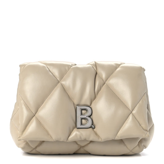 BALENCIAGA NAPPA CALFSKIN QUILTED TOUCH B PUFFY CLUTCH