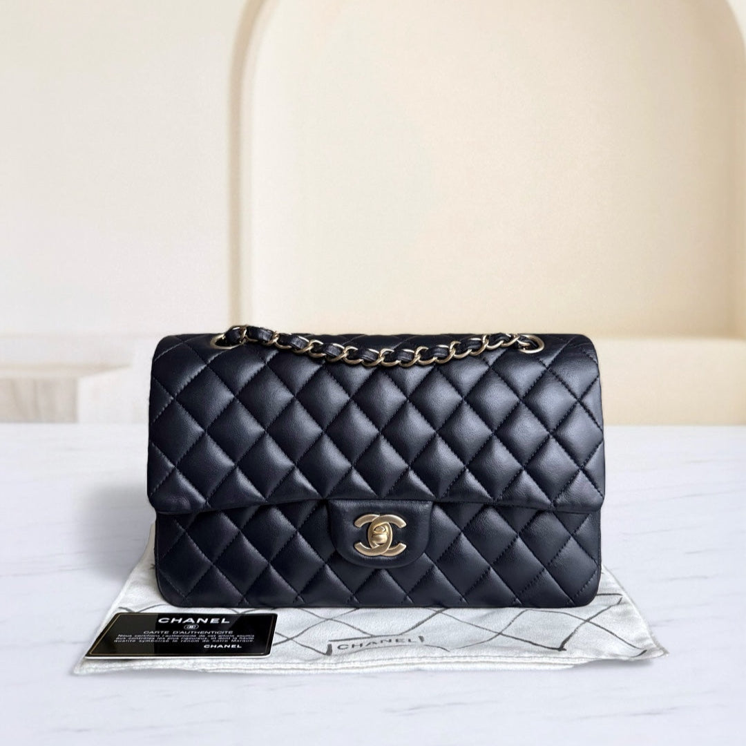 Chanel Classic Flap Medium - 25CM Quilted Lambskin Midnight Blue Gold Hardware Series 20