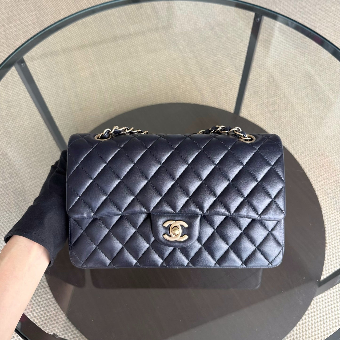 Chanel Classic Flap Medium - 25CM Quilted Lambskin Midnight Blue Gold Hardware Series 20