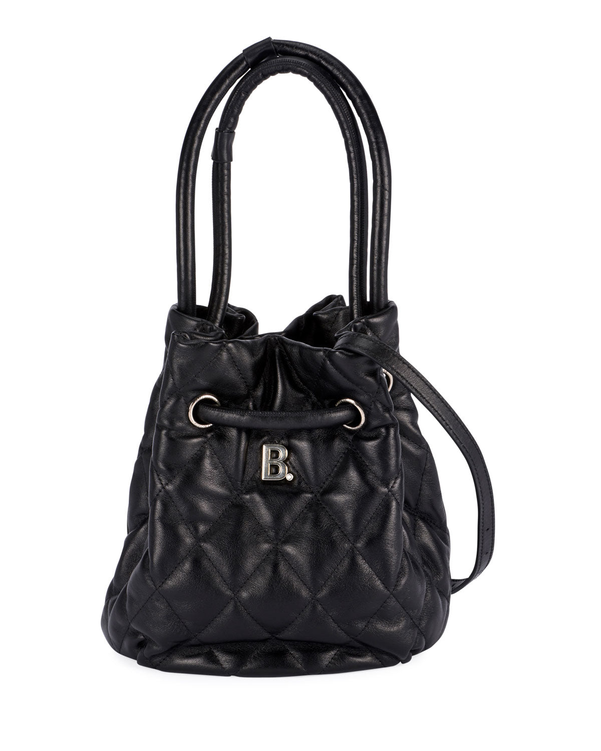 BALENCIAGA B QUILTED NAPPA LEATHER BUCKET BAG