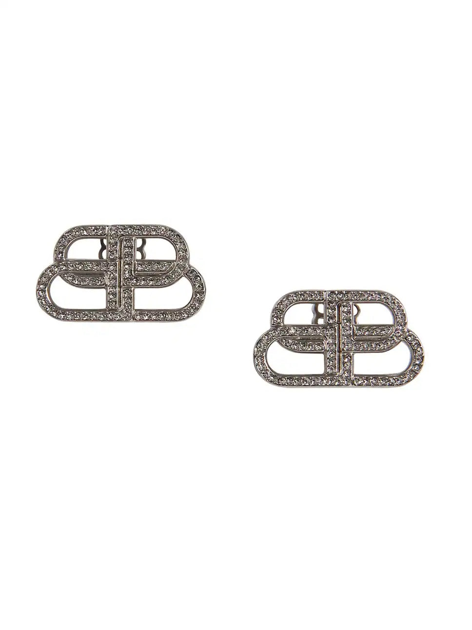 BALENCIAGA BB SMALL STUD EARRINGS IN CRYSTAL/SILVER