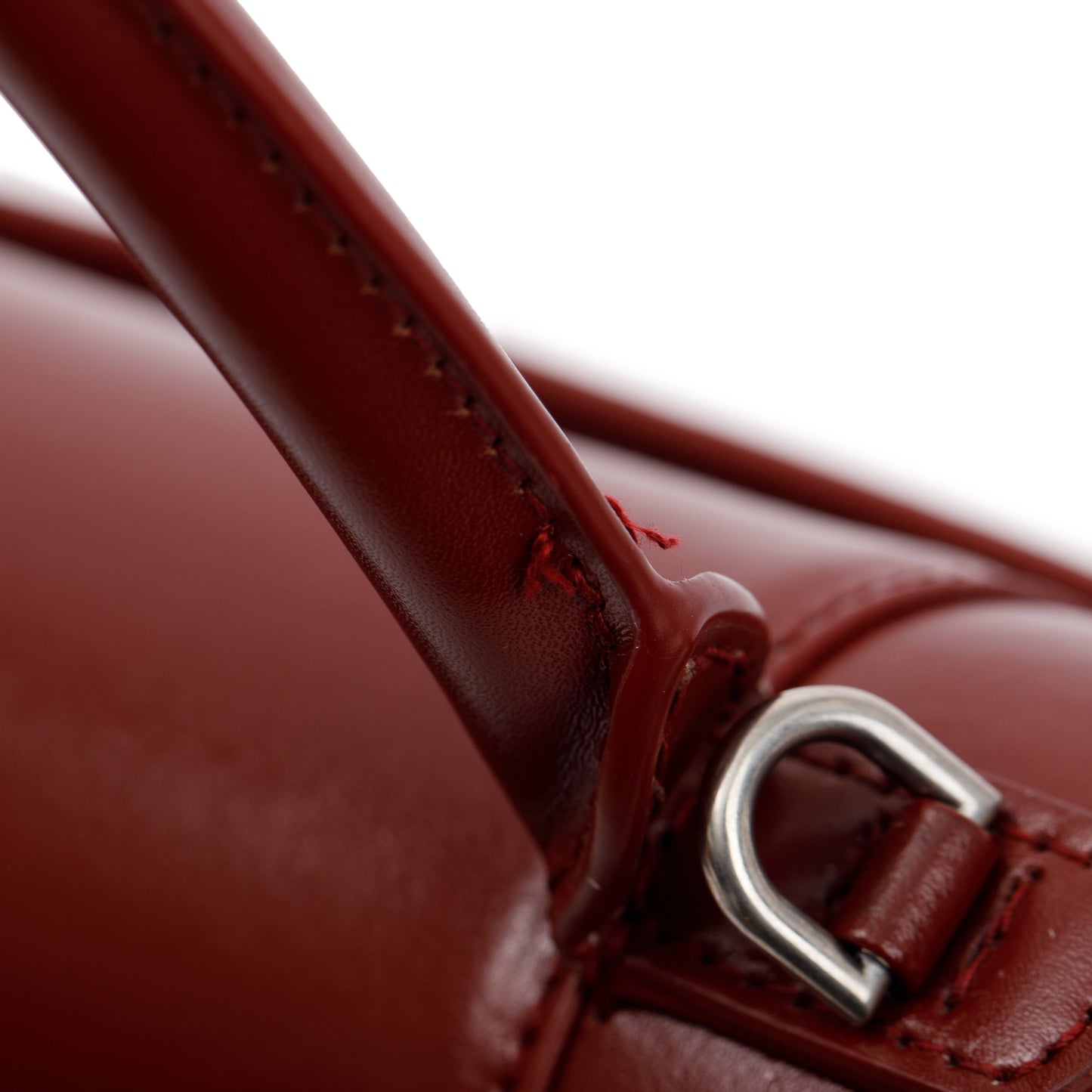 Balenciaga Burgundy Calfskin Leather Medium Hourglass Top Handle Bag