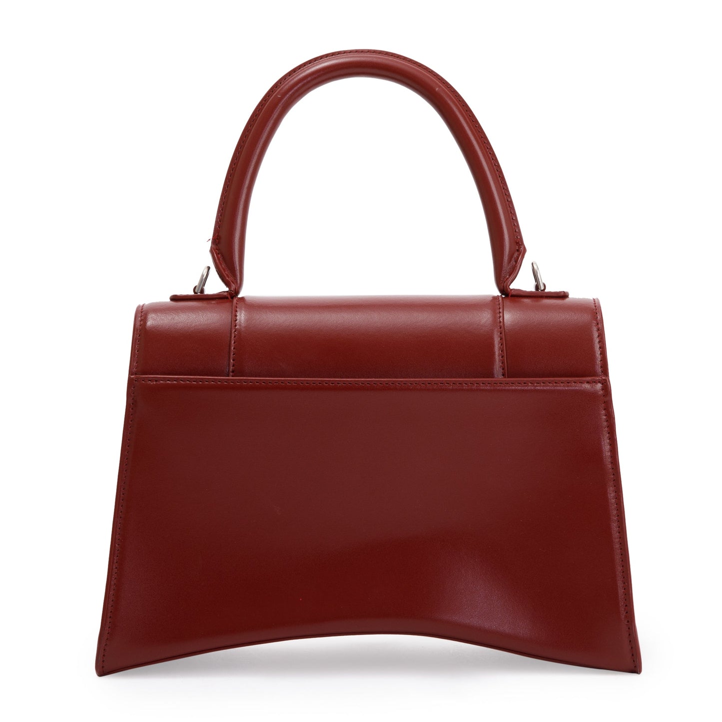 Balenciaga Burgundy Calfskin Leather Medium Hourglass Top Handle Bag