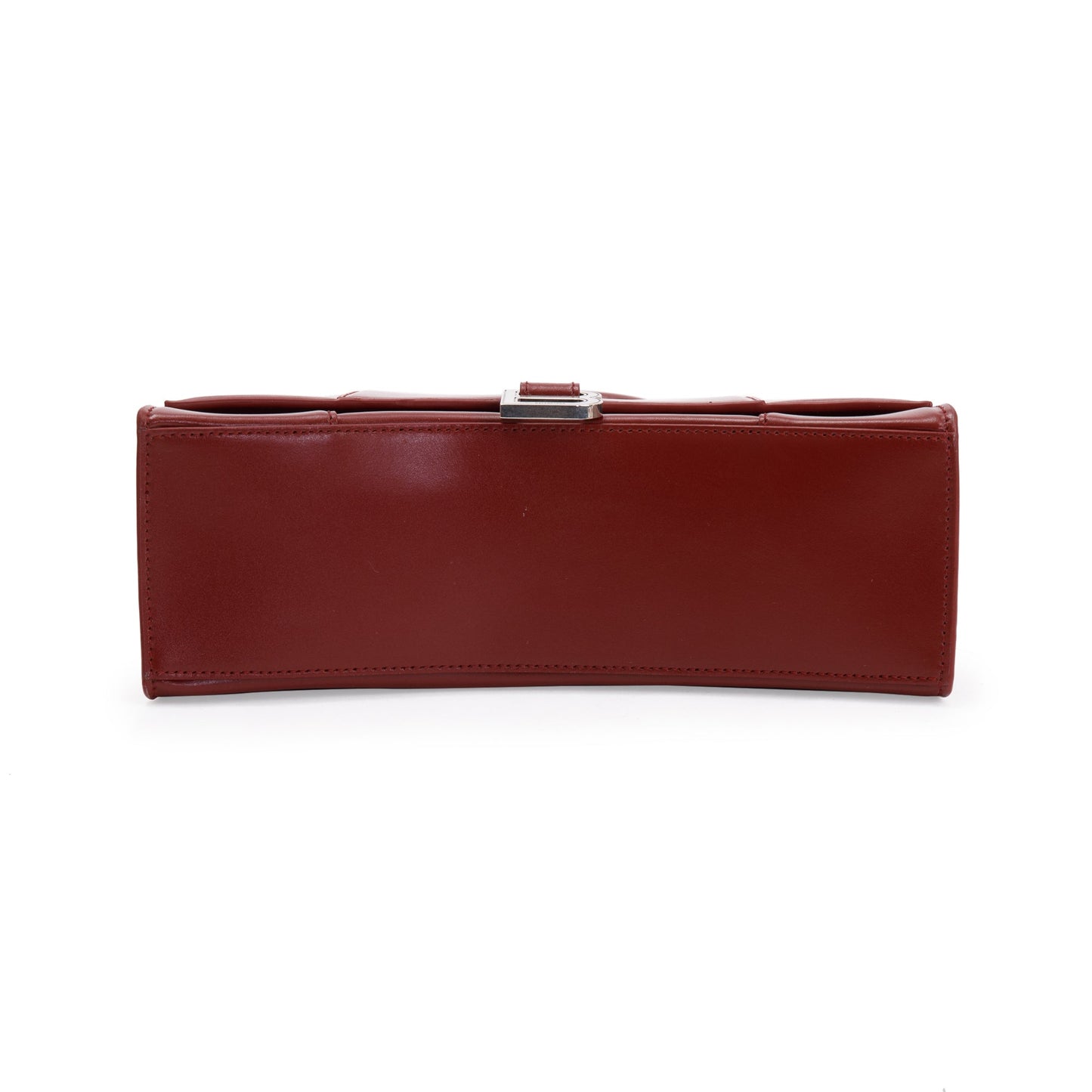 Balenciaga Burgundy Calfskin Leather Medium Hourglass Top Handle Bag