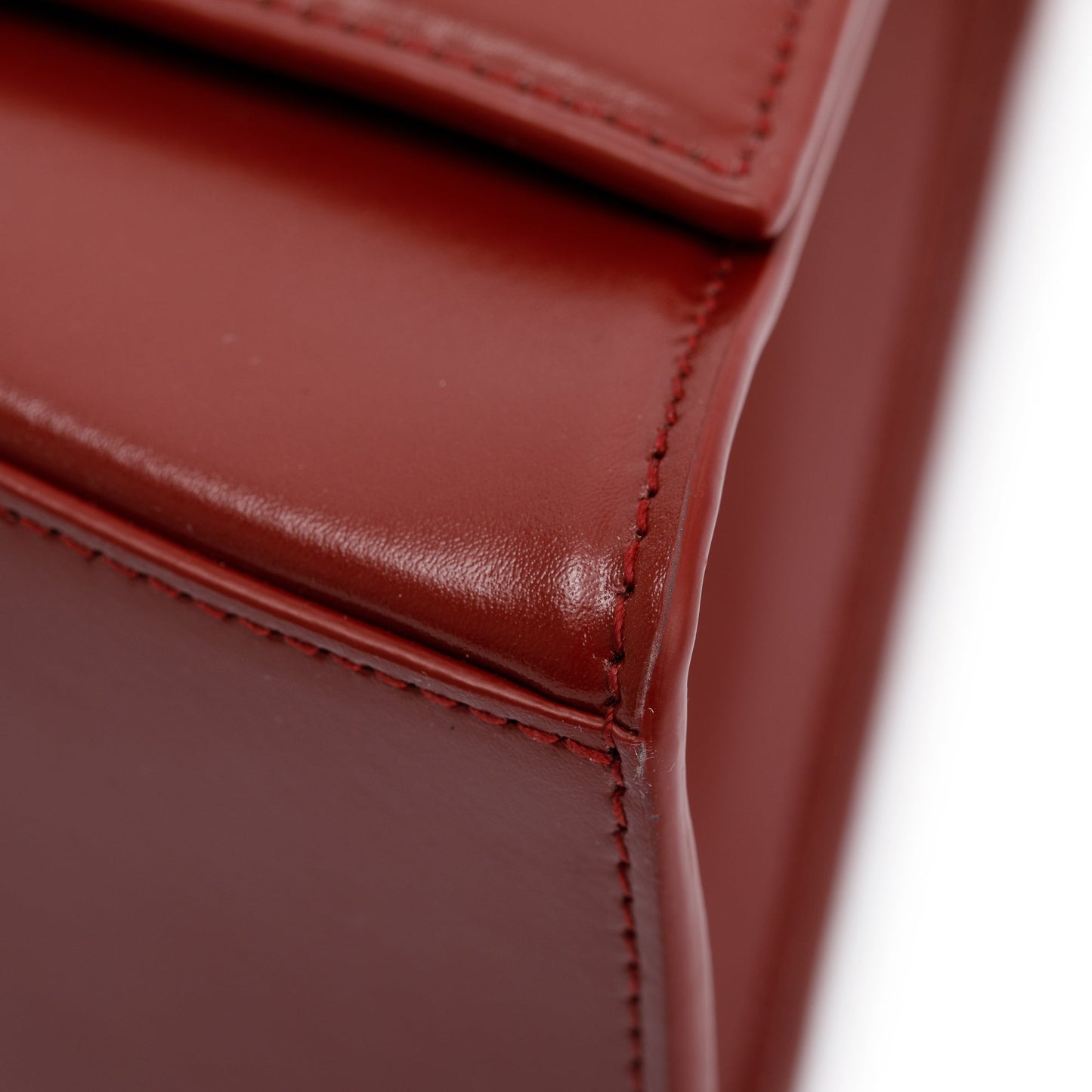 Balenciaga Burgundy Calfskin Leather Medium Hourglass Top Handle Bag