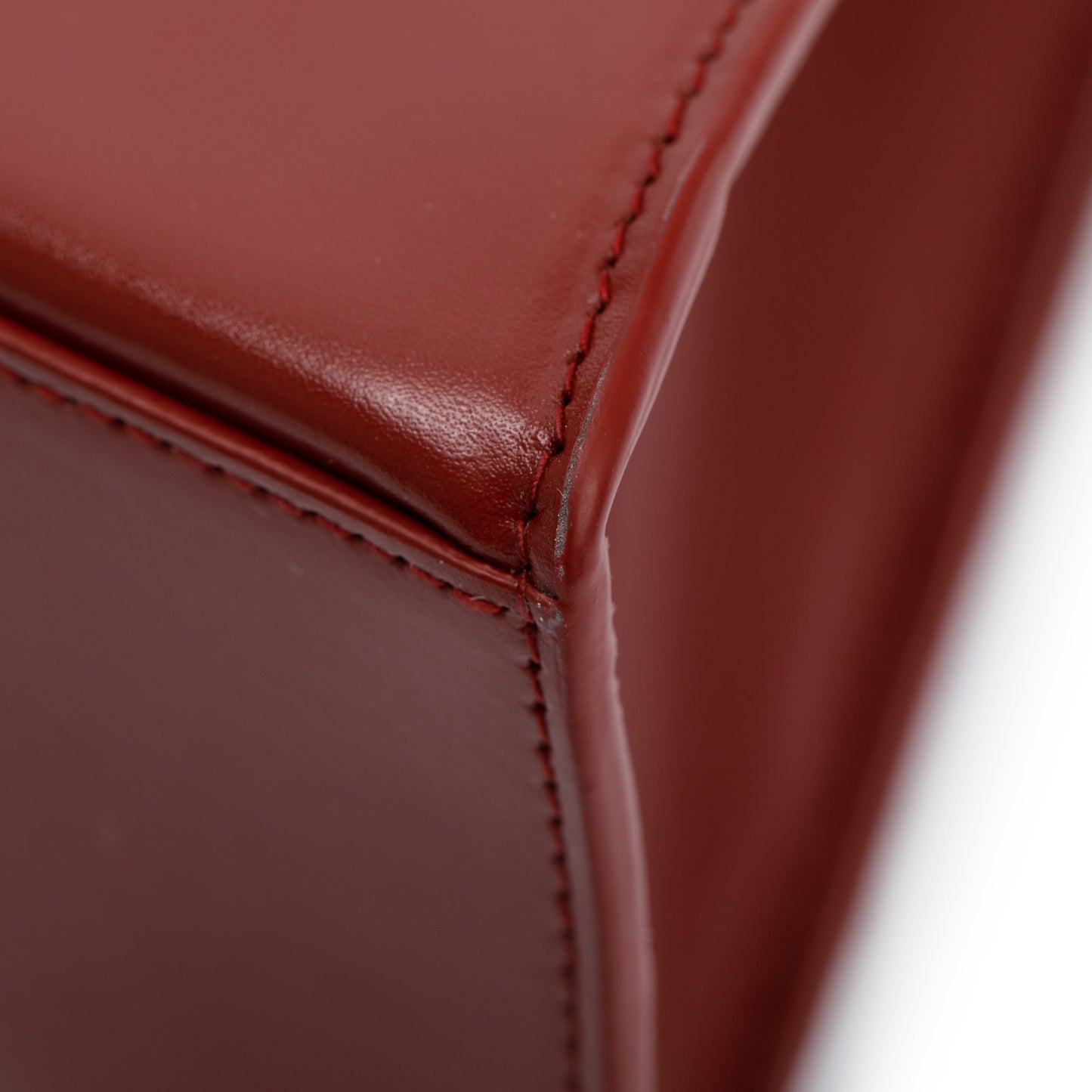 Balenciaga Burgundy Calfskin Leather Medium Hourglass Top Handle Bag