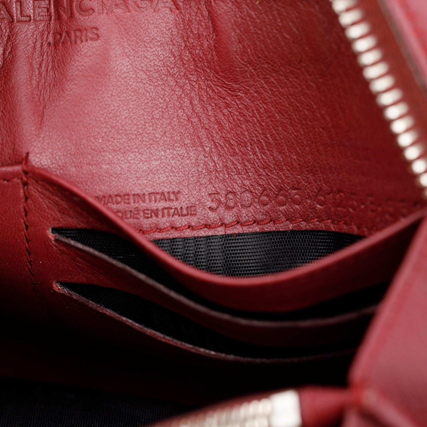 Balenciaga Burgundy Leather Papier Zip Around Belt Bag