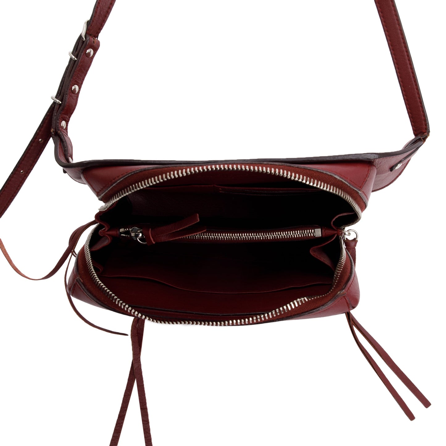 Balenciaga Burgundy Leather Papier Zip Around Belt Bag