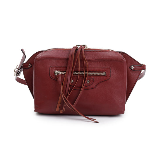 Balenciaga Burgundy Leather Papier Zip Around Belt Bag