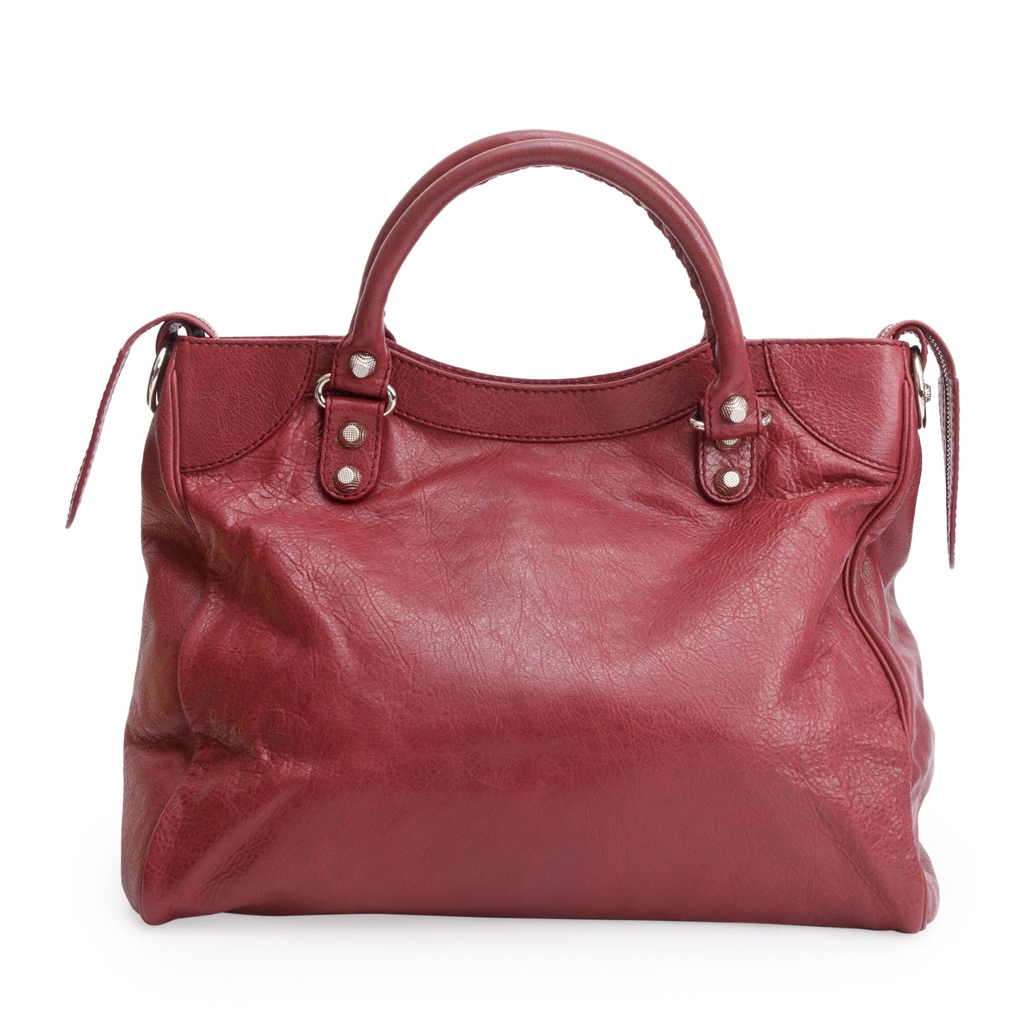 Balenciaga Burgundy Motocross Agneau Leather Giant 12 City Bag