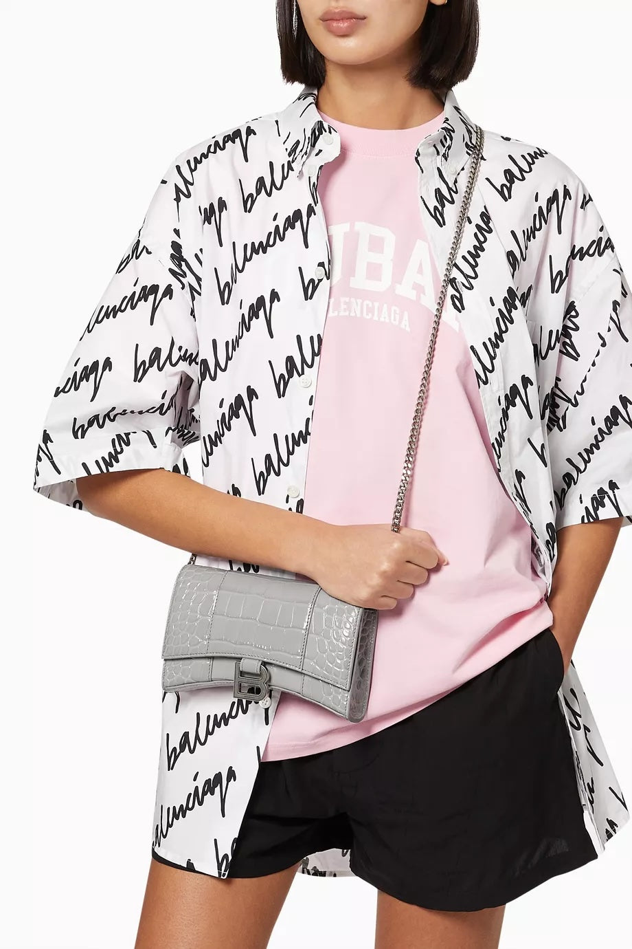 BALENCIAGA CROC EMBOSSED CALFSKIN HOURGLASS WOC