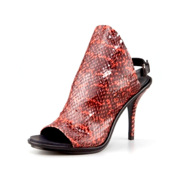 BALENCIAGA GLOVE SNAKE EMBOSSED LEATHER SLINGBACK SANDALS