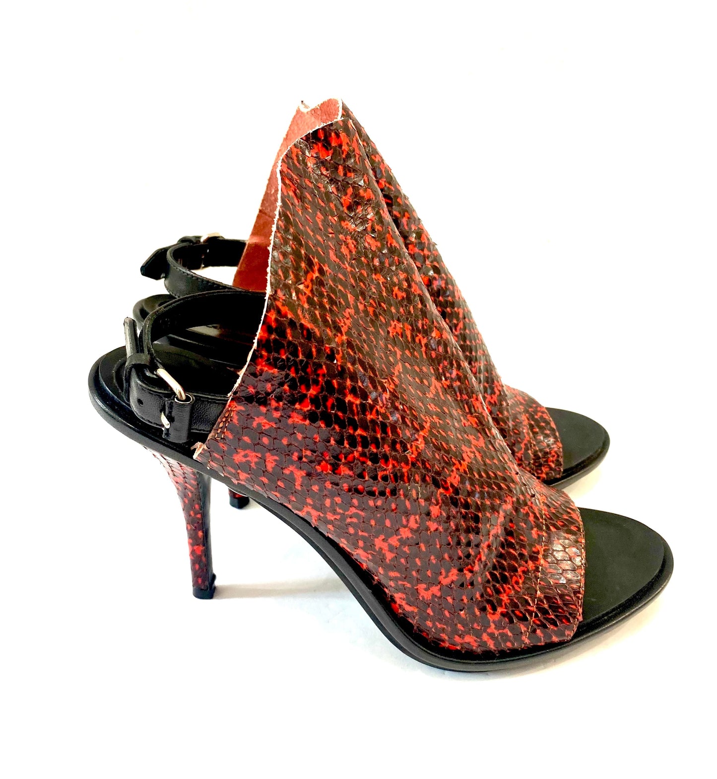 BALENCIAGA GLOVE SNAKE EMBOSSED LEATHER SLINGBACK SANDALS