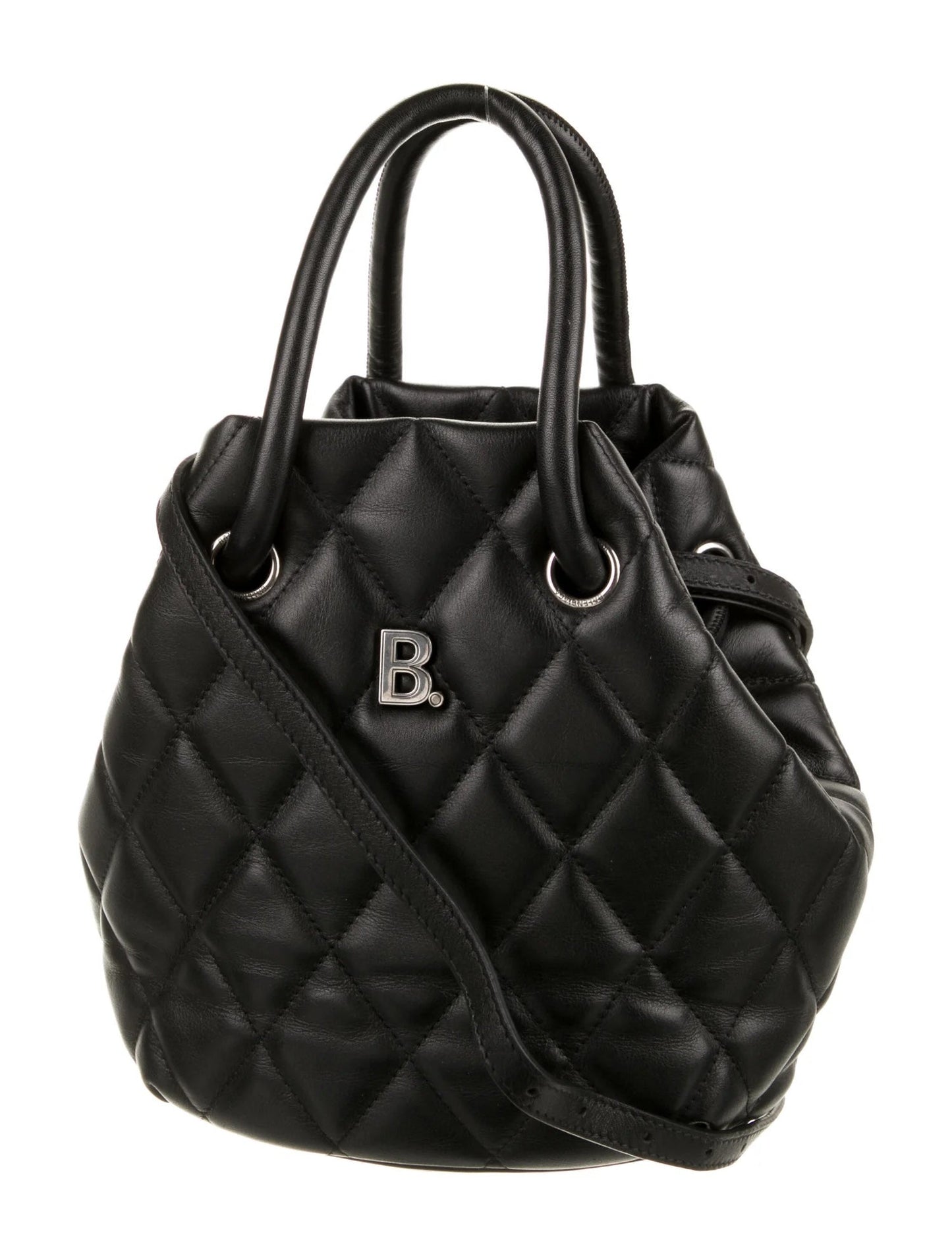 BALENCIAGA B QUILTED NAPPA LEATHER BUCKET BAG