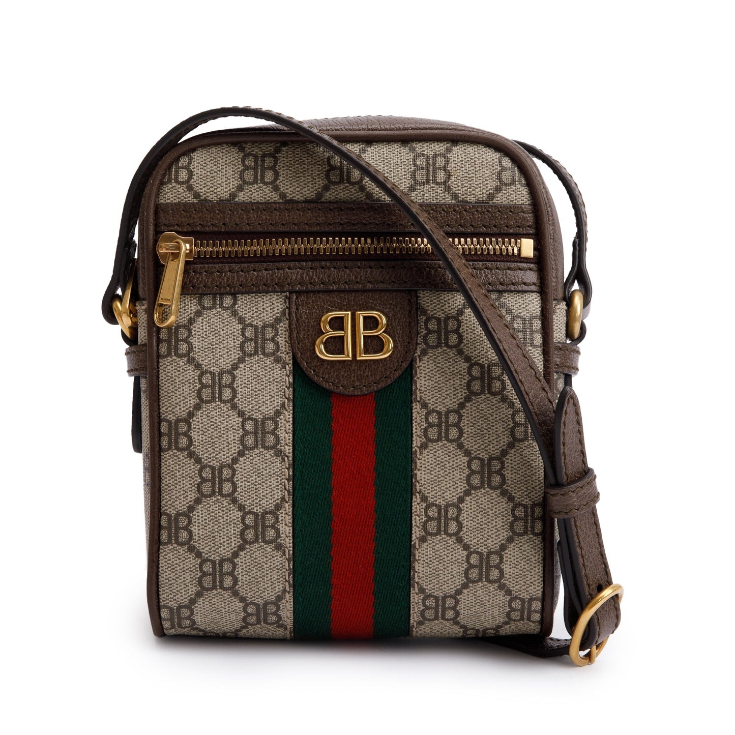 Balenciaga X Gucci The Hacker Project BB Supreme Canvas Web Mini Crossbody Bag