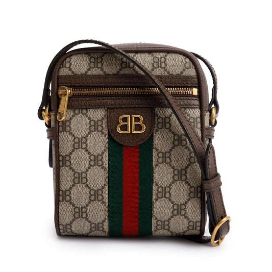 Balenciaga X Gucci The Hacker Project BB Supreme Canvas Web Mini Crossbody Bag