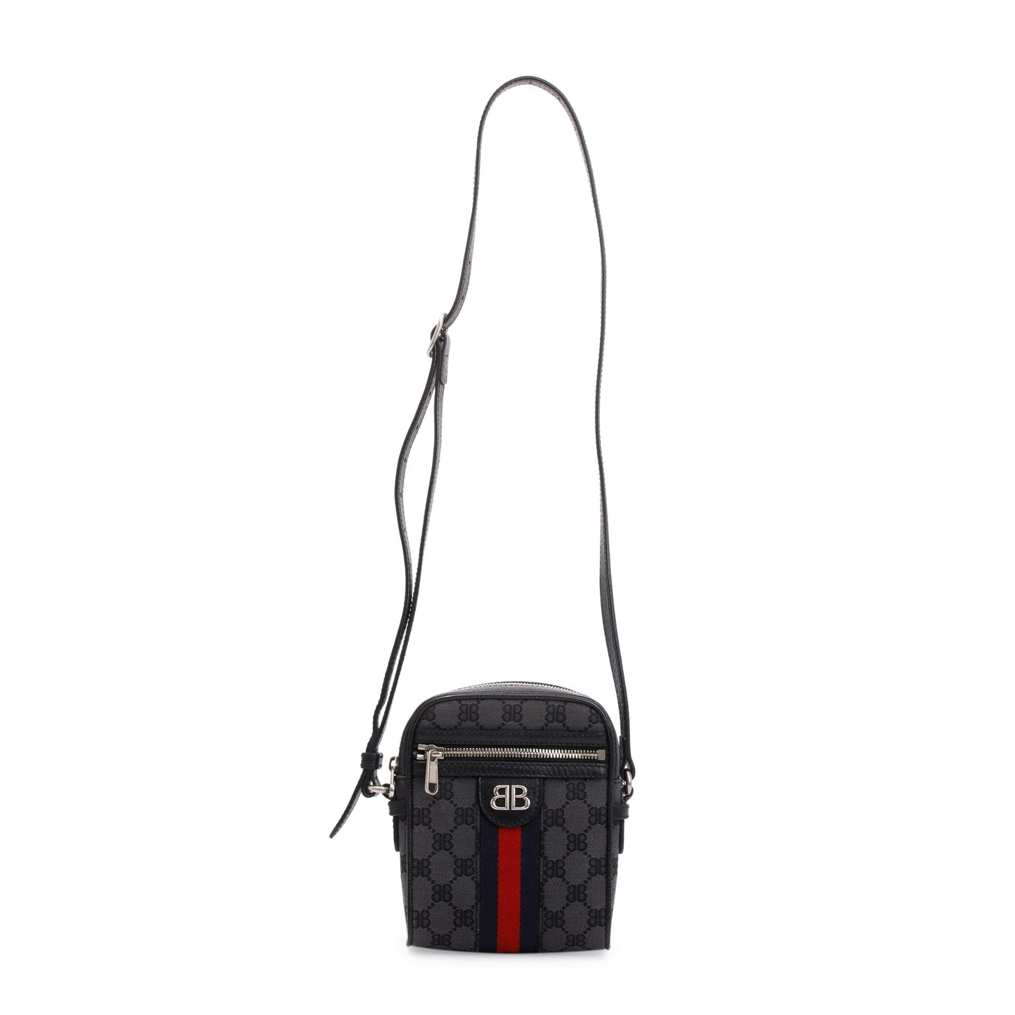 Balenciaga X Gucci The Hacker Project Black BB Supreme Canvas Web Mini Crossbody Bag