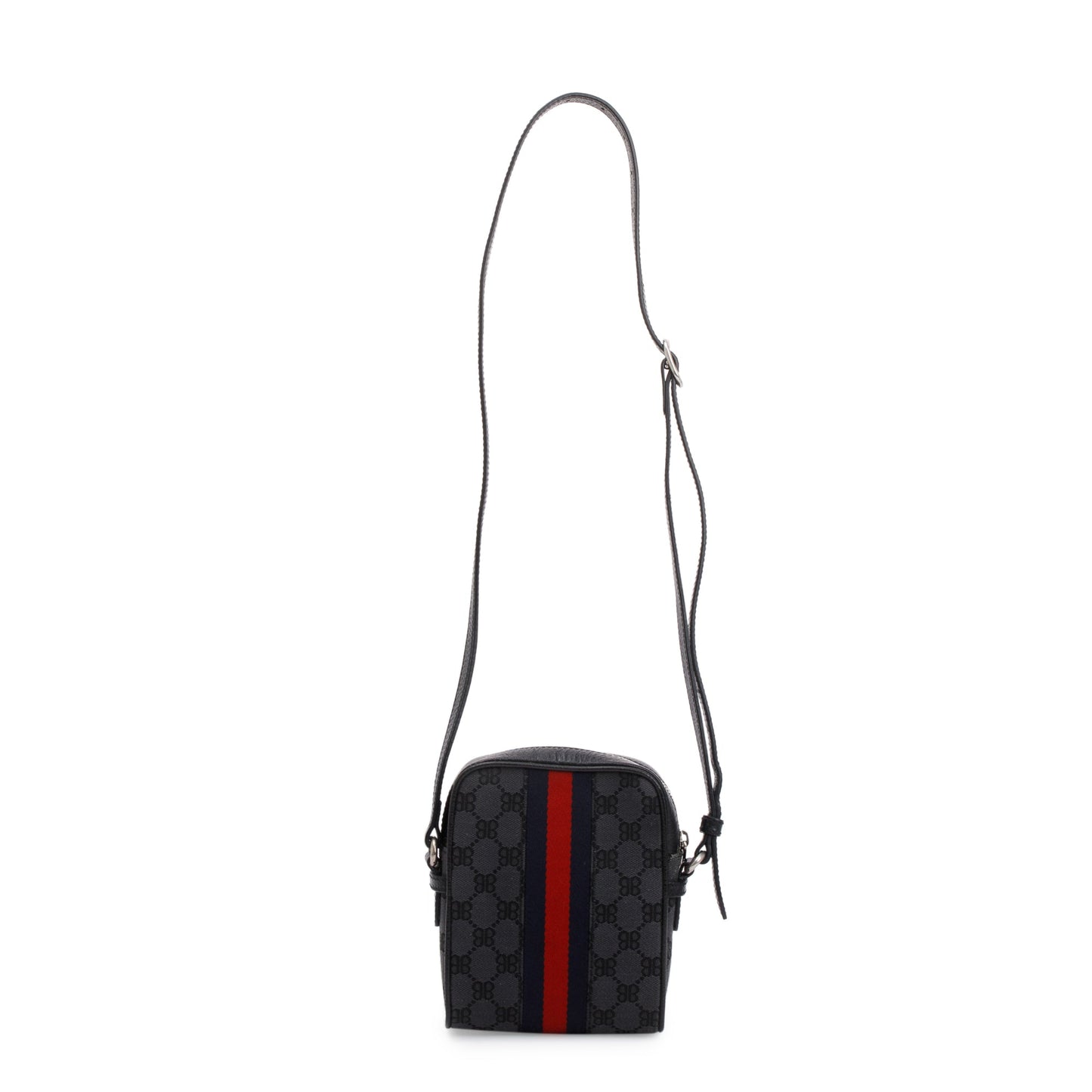 Balenciaga X Gucci The Hacker Project Black BB Supreme Canvas Web Mini Crossbody Bag