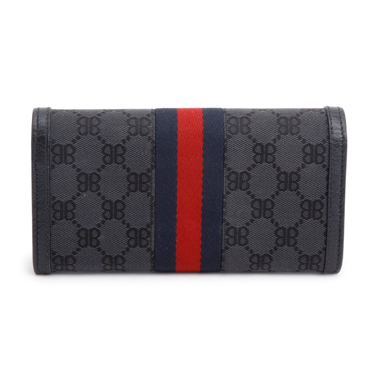 Balenciaga X Gucci The Hacker Project Black GG Canvas Web Continental Wallet