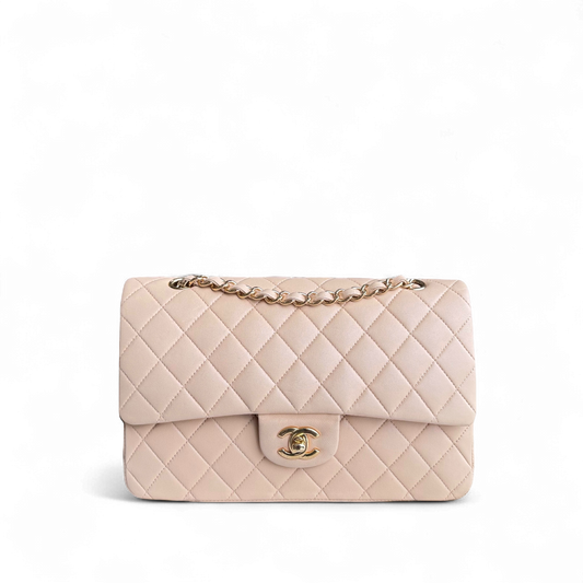 Chanel Classic Flap Medium - 25CM Quilted Lambskin Beige Gold Hardware Series 16