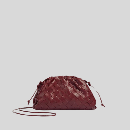Bottega Veneta Pouch Mini Intrecciato Burgundy Leather Crossbody Bag