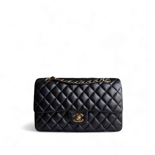 Chanel Classic Flap Medium - 25CM Quilted Lambskin Black Gold Hardware Sereis 24