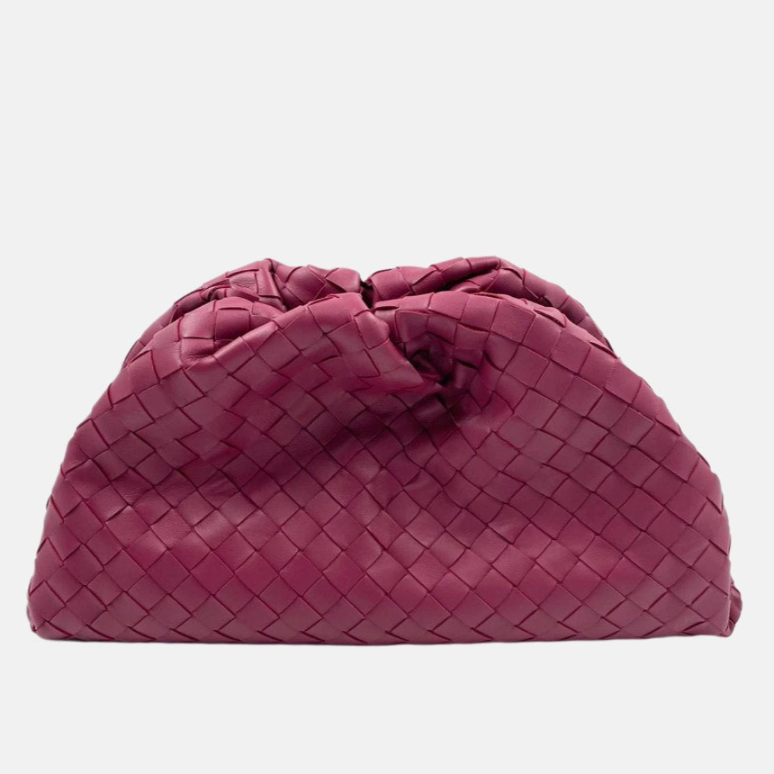 Bottega Veneta Pouch Large Intrecciato Leather Clutch Burgundy