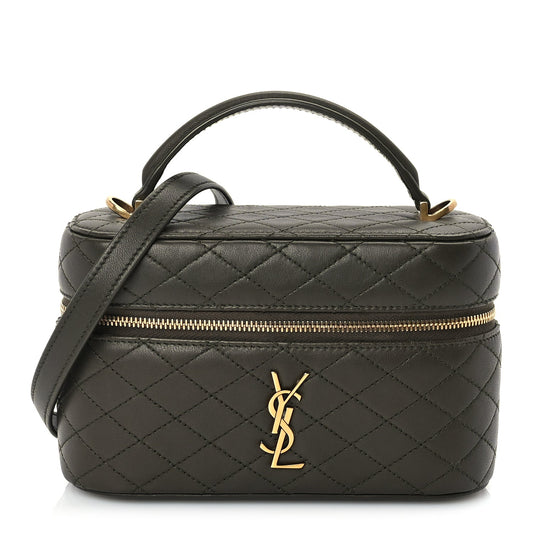 Saint Laurent Lambskin Quilted Mini Gaby Vanity Case Light Musk