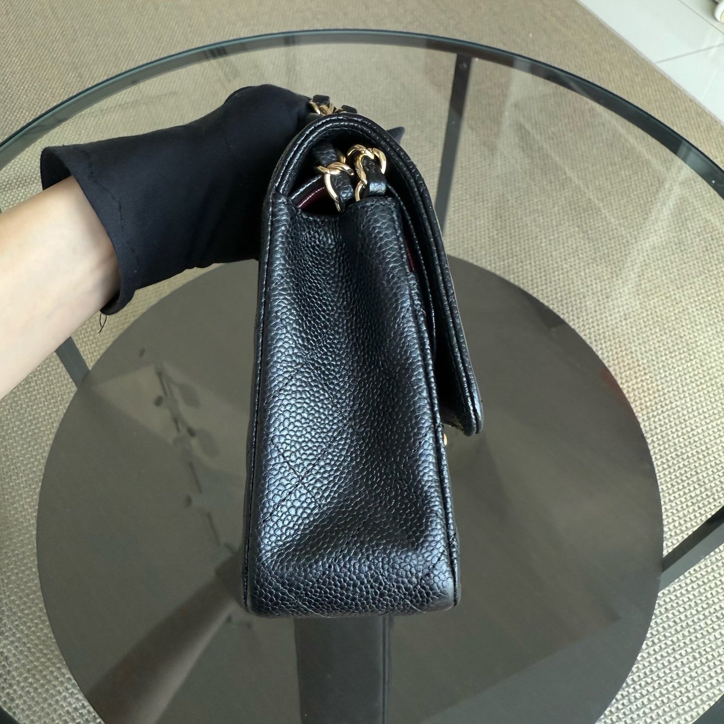 Chanel Classic Flap Medium - 25CM Quilted Caviar Black Gold Hardware Series 21