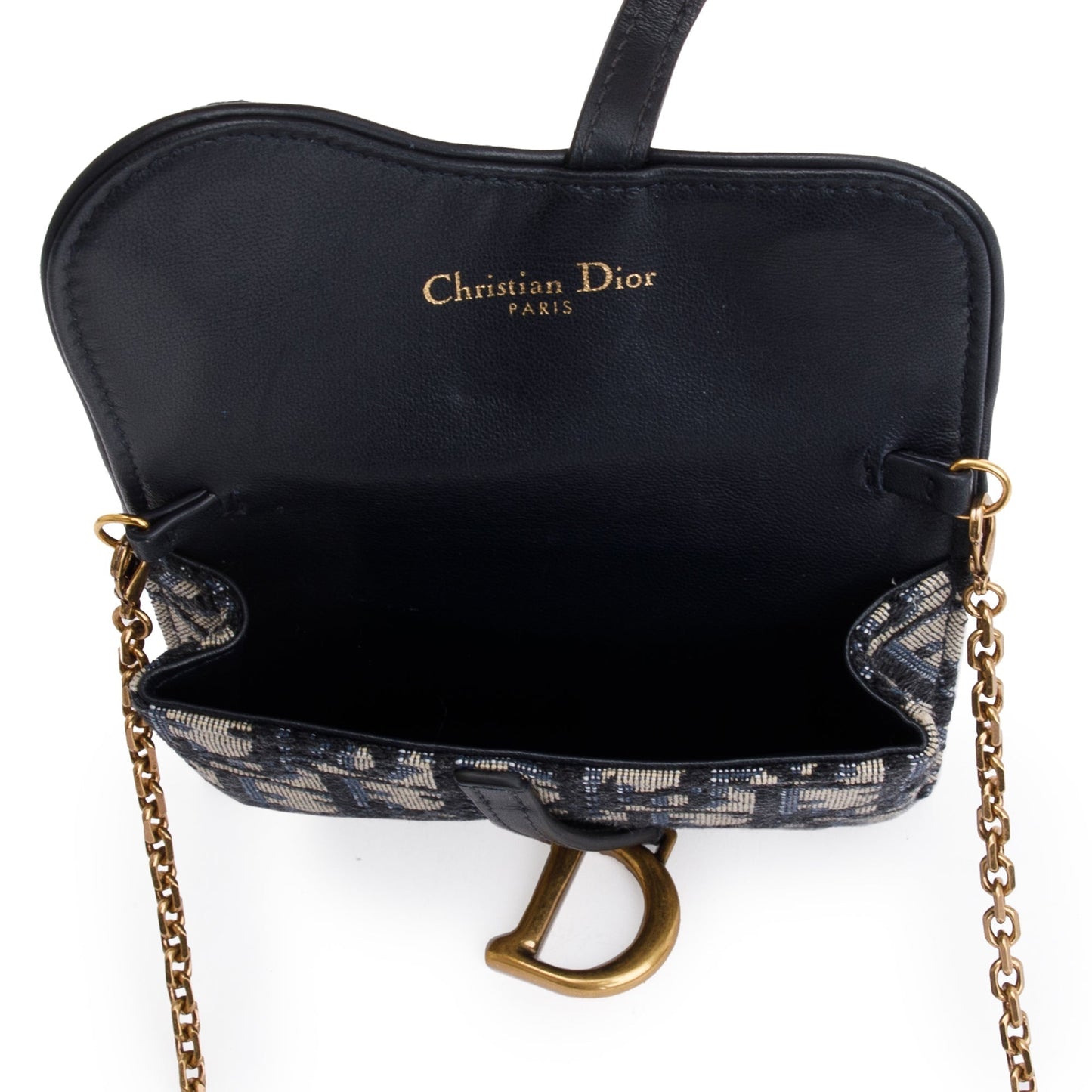 Christian Dior 2020 Oblique Jacquard Nano Saddle Chain Pouch