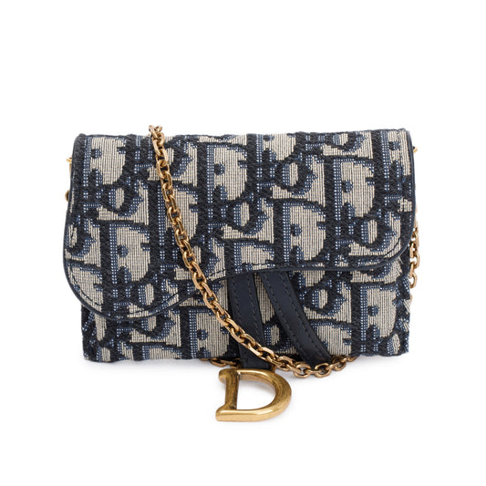 Christian Dior 2020 Oblique Jacquard Nano Saddle Chain Pouch