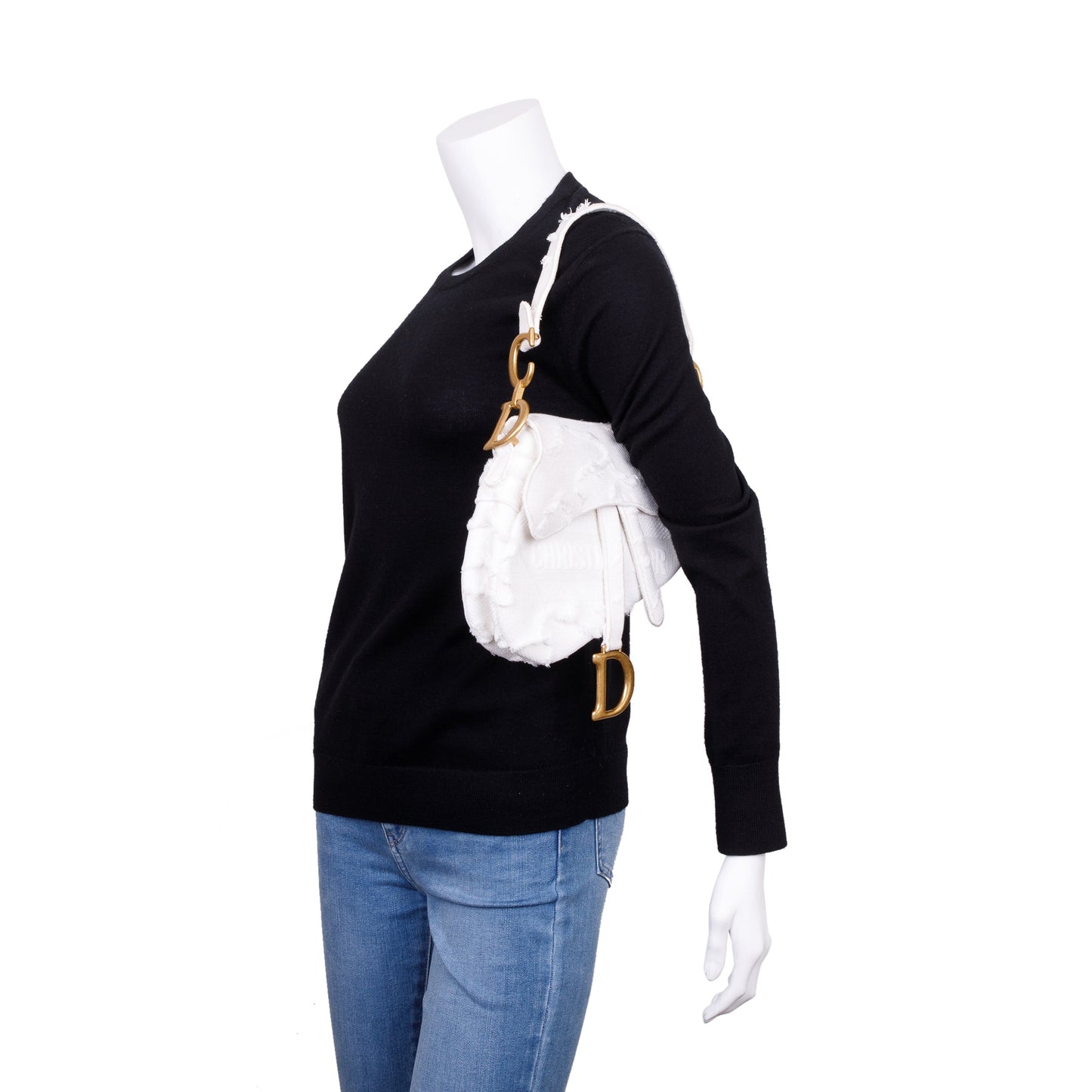 Christian Dior 2020 White Embroidered Camouflage Canvas Medium Saddle Bag