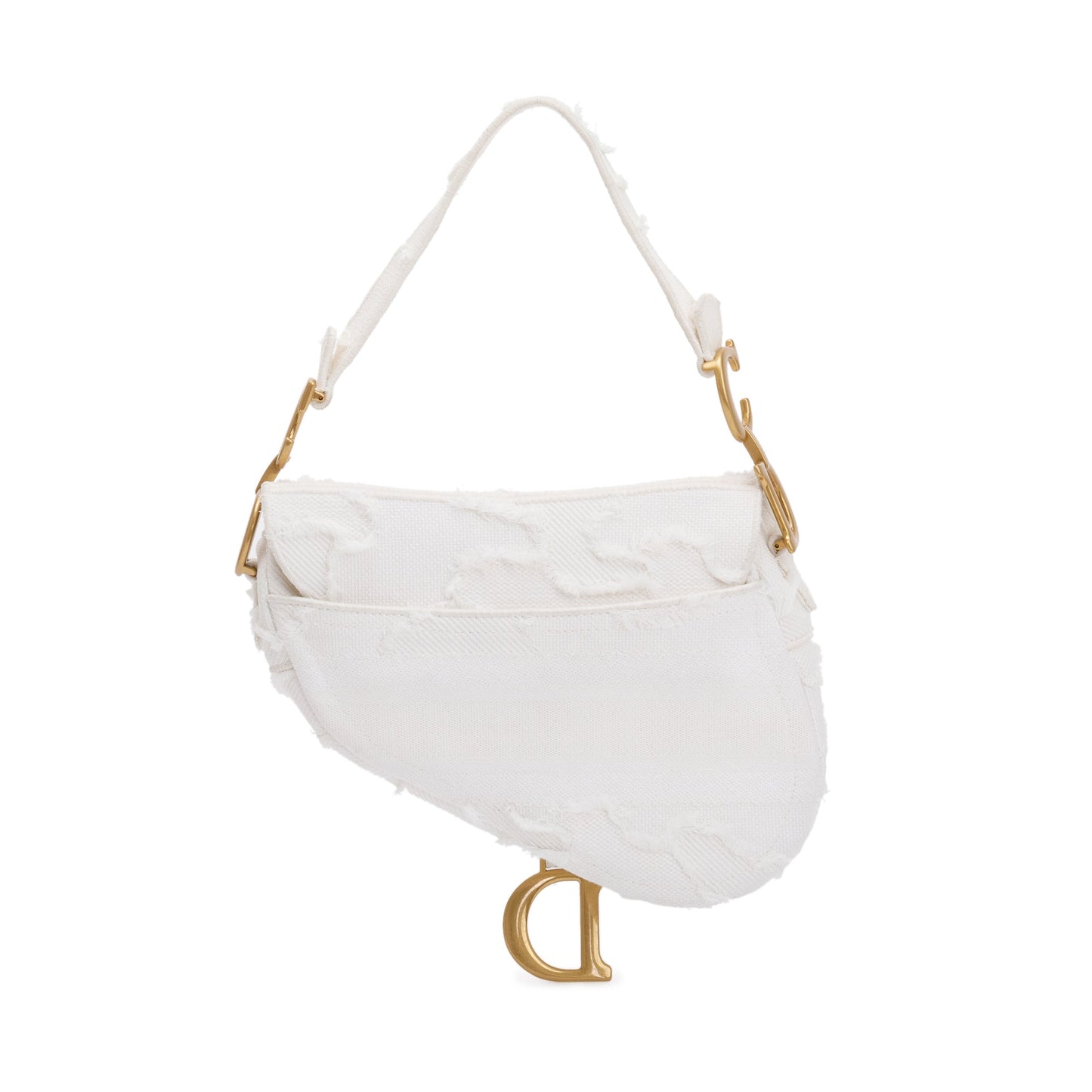 Christian Dior 2020 White Embroidered Camouflage Canvas Medium Saddle Bag