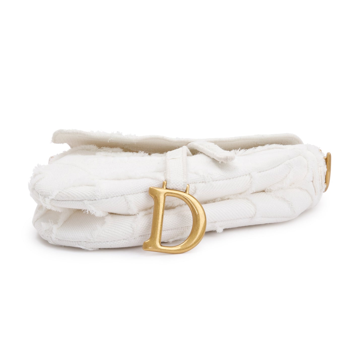 Christian Dior 2020 White Embroidered Camouflage Canvas Medium Saddle Bag