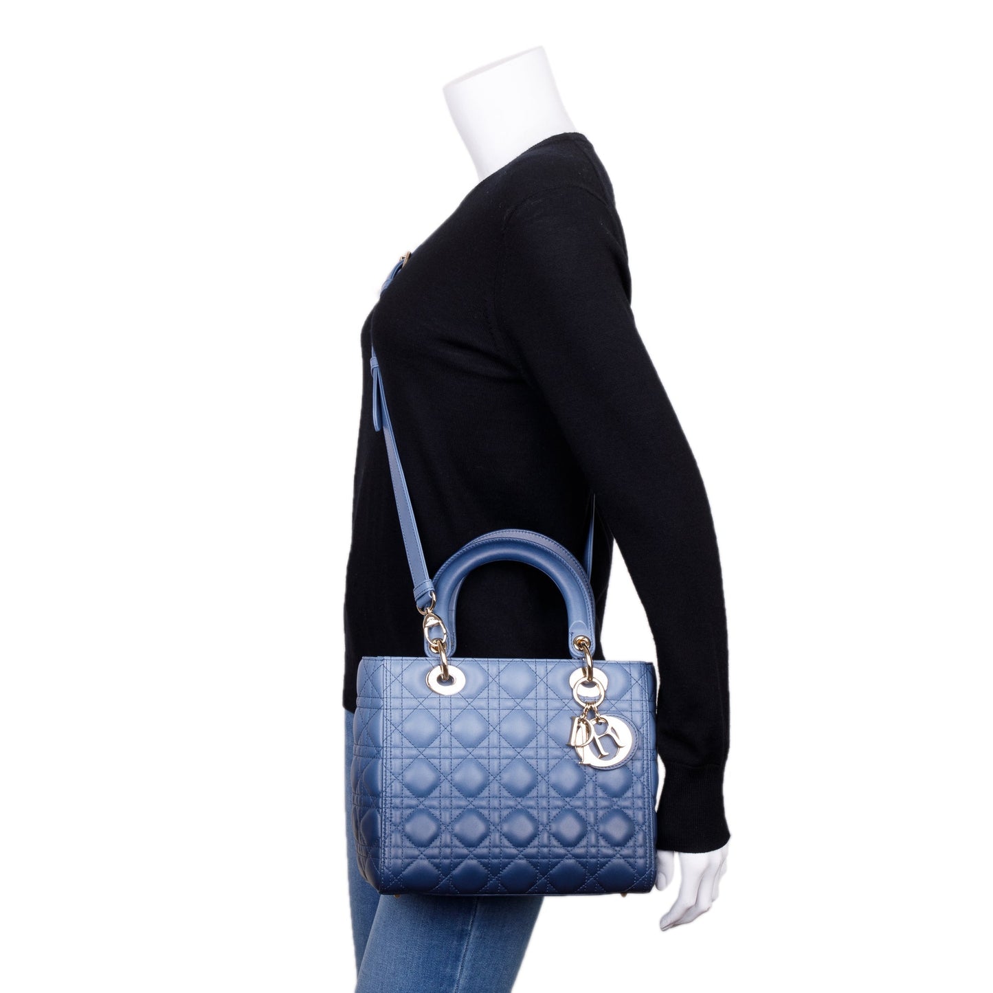 Christian Dior 2021 Blue Gradient Leather Medium Lady Dior Bag