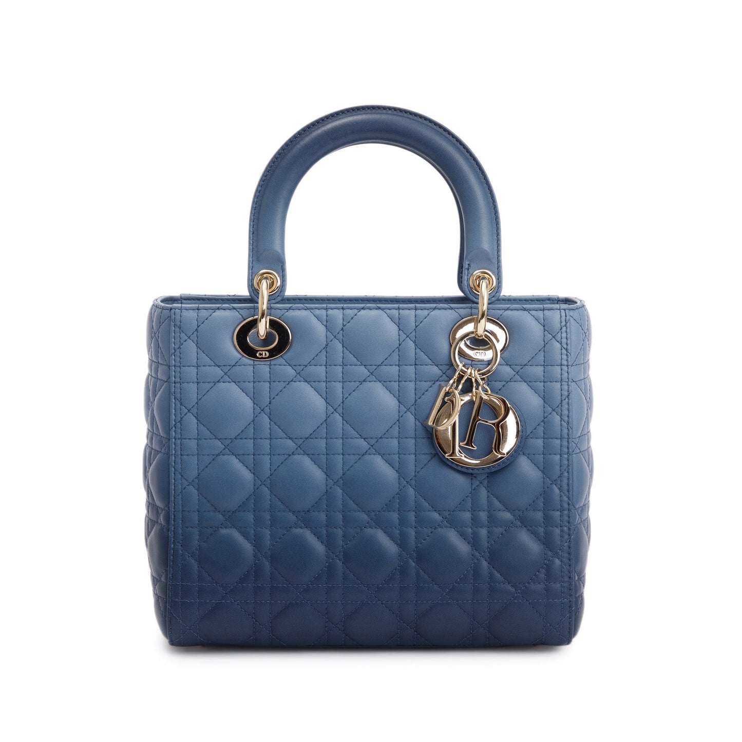 Christian Dior 2021 Blue Gradient Leather Medium Lady Dior Bag