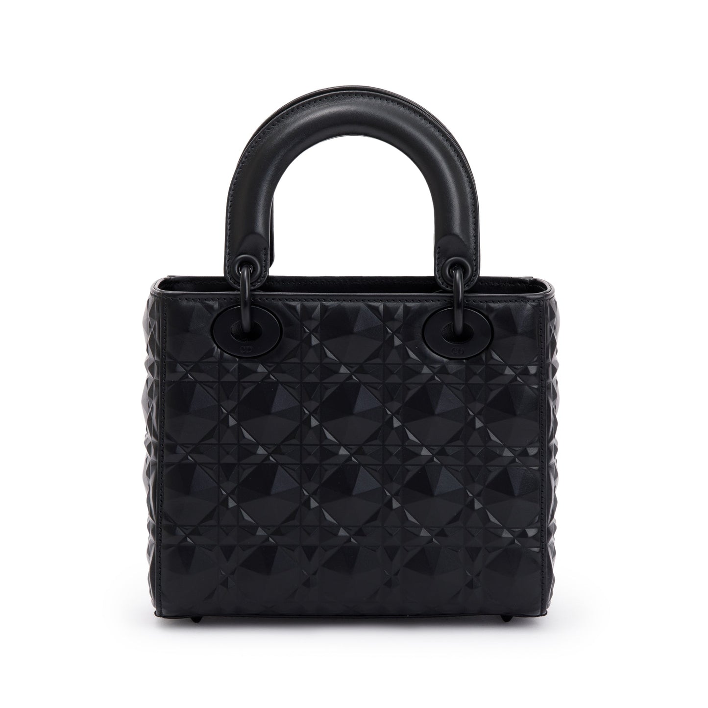 Christian Dior 2022 Black Diamond Motif Cannage Leather Small Lady Dior My Abcdior Bag